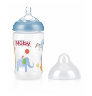 NUBY biberon en polycarbonate imprimé avec  tétine SoftFlex 360ml + 3 mois