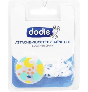 DODIE ATTACHE SUCETTE CHAINETTE ROSE BLEU TRANSPARENTE