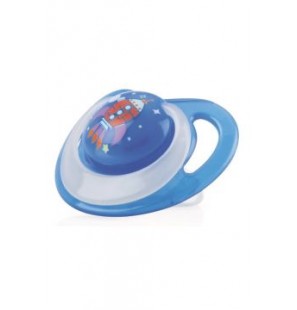 NUBY SUCETTE EN SILICONE LUMIERE ORTHODONTIQUE AVEC COUVERCLE DE PROTECTION 0-6MOIS