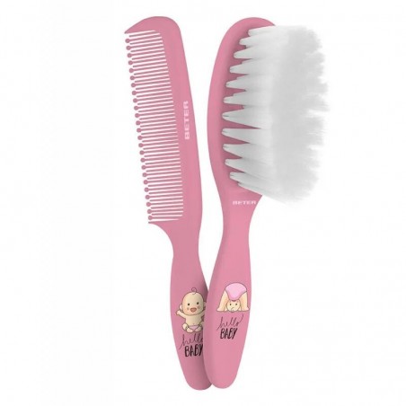 BETER ENSEMBLE PEIGNE ET BROSSE POUR BÉBÉ ROSE