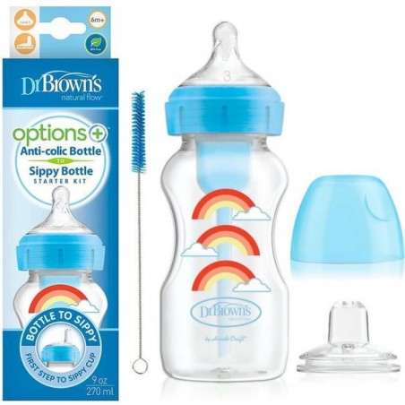 DR BROWN'S BIBERON OPTIONS+ ANTI COLIC COL LARGE SIPPY 270ML TETINE A BEC 6 MOIS+