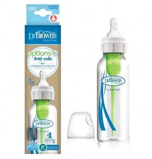 DR BROWN Biberon en verre  Natural Flow Anti-Colic  250 ml, 0 mois et plus