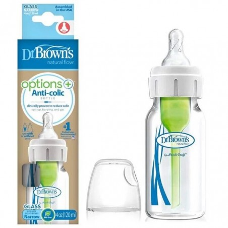 Dr Browns Biberon en verre 120ml Cole étroit