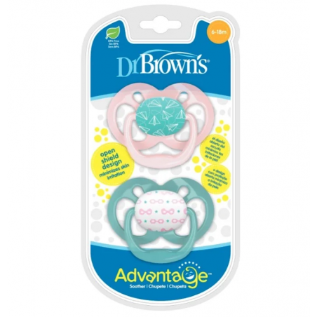 DR BROWNS sucettes Advantage Étape 2 Rose (6-18 mois) – 2 pièces