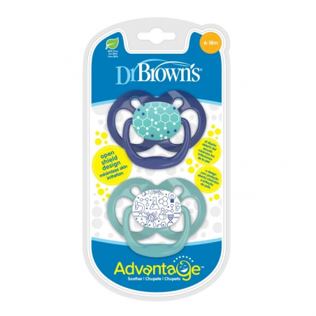 DR BROWNS Lot de 2 sucettes Science Blue Stage 2