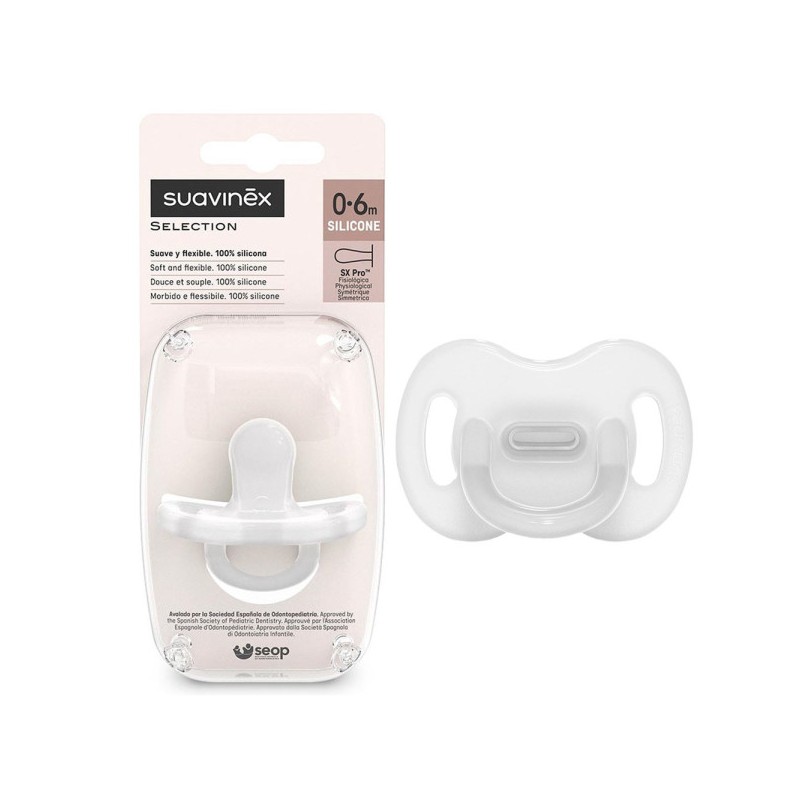 SUAVINEX SUCETTE TOUT EN SILICONE PHYSIOLOGIQUE 0/6M SX PRO TRANSPARENT