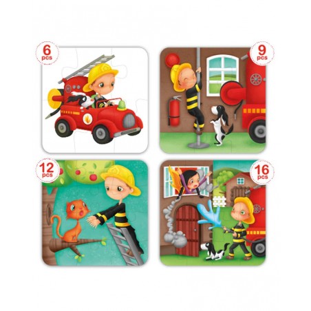 Eurekakids Puzzle Evolutif 4en1 Pompiers 3Ans+