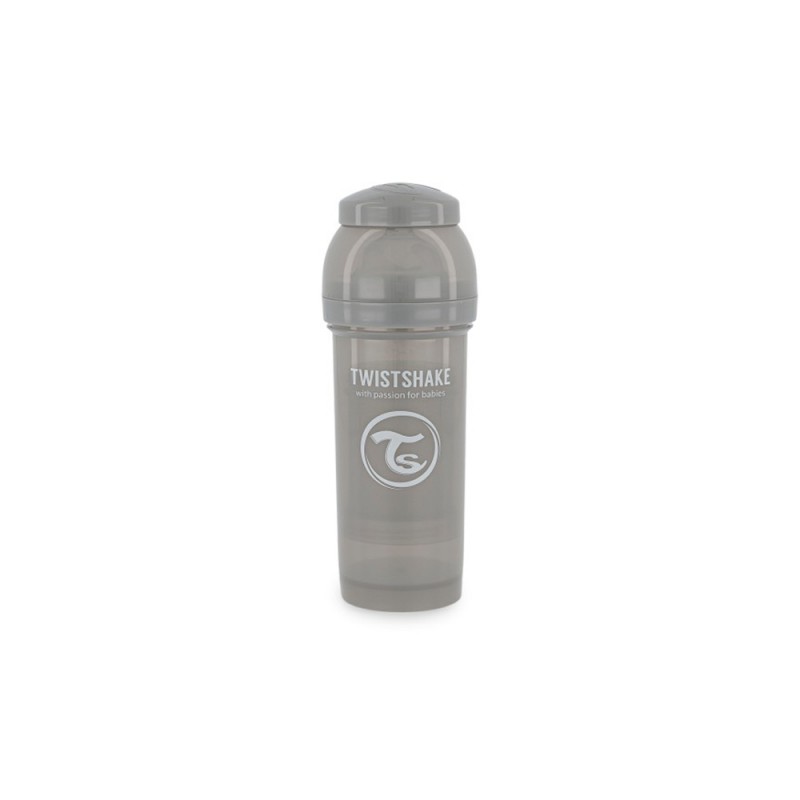 Twistshake biberon 2m+ anti-colique 260ml gris pastel